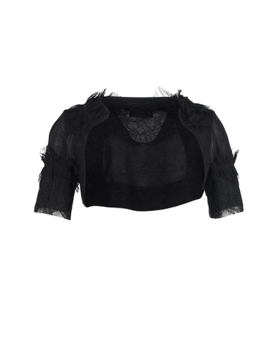 Rochas Lace Shrug In Black Wool