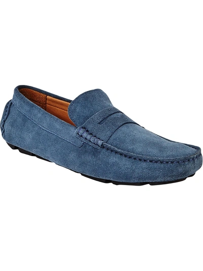 The Men's Store Penny Driver Mens Leather Square Toe Loafers In Blue