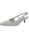 Kenneth Cole New York Martha Womens Leather Kitten Slingback Heels In Grey