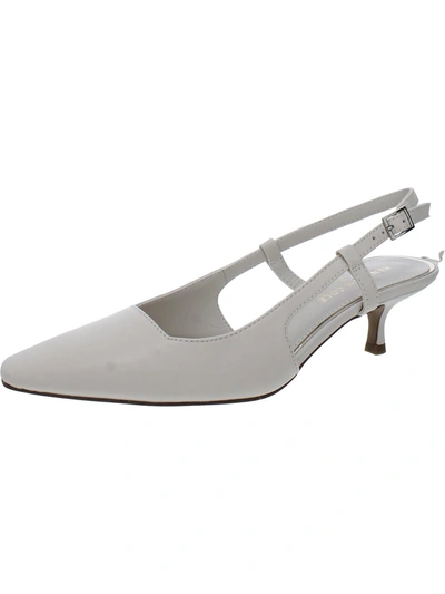 Kenneth Cole New York Martha Womens Leather Kitten Slingback Heels In Grey