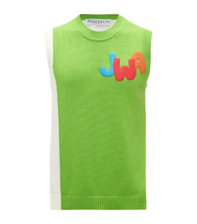 Jw Anderson Jwa Two Tone Vest In Green