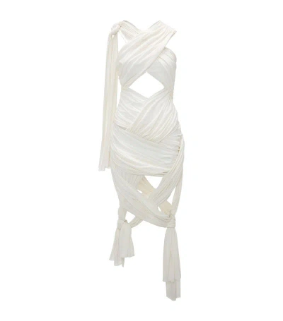 Jw Anderson Draped Wrap Midi Dress In White