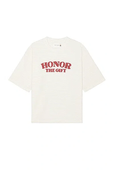 Honor The Gift Mens Bone High Stripe Graphic-print Woven T-shirt In Neutrals
