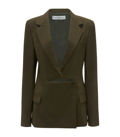 Jw Anderson Deconstructed Single-breasted Blazer In Green