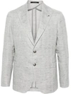 Tagliatore Single-breasted Herringbone Blazer In Grey