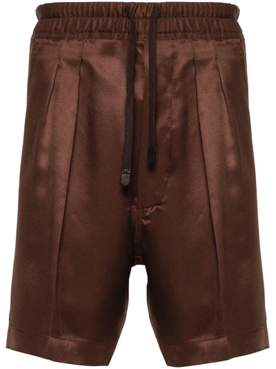 Tom Ford Silk Bermuda Shorts In Brown