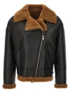 Yves Salomon Shearling-trimmed Leather Biker Jacket In Brown