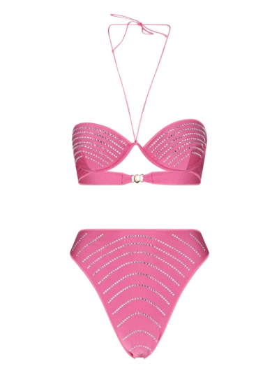 Oseree Gem Embellished Bikini Set In Pink