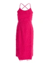 TWINSET PINK FRAYED MIDI DRESS IN TECHNICAL FABRIC WOMAN