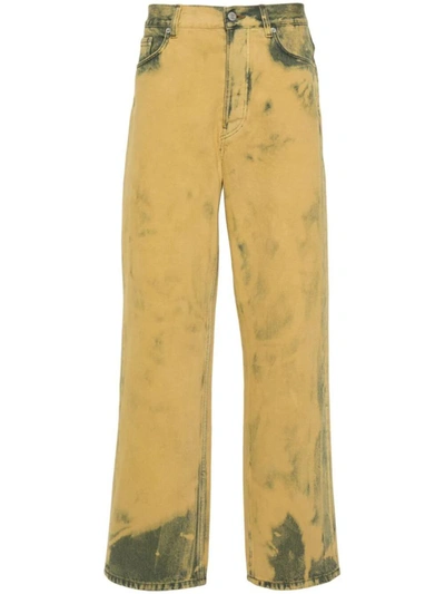 Dries Van Noten Mens Lime Washed Wide-leg Relaxed-fit Jeans In Green
