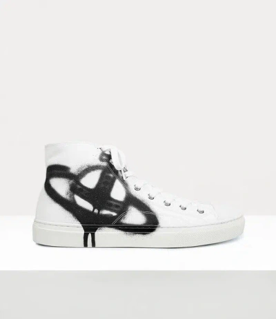 Vivienne Westwood Orb-print Canvas High-top Trainers In White-black-orb