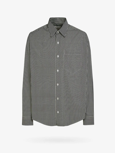 Ami Alexandre Mattiussi Striped Cotton Boxy Fit Shirt In Black
