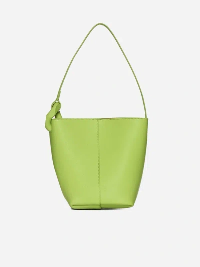 Jw Anderson Leather Corner Bucket Tote Bag In Lime
