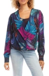 KAREN KANE PALM PRINT DRAPE FRONT BLOUSE