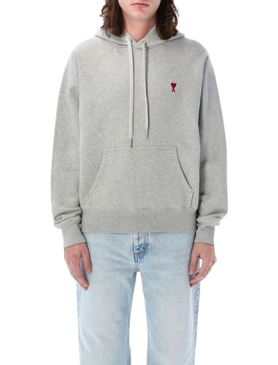 Ami Alexandre Mattiussi Ami De Coeur Hoodie In 0951 Heather Ash Grey