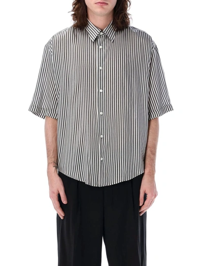 Ami Alexandre Mattiussi Striped Cotton Boxy Fit Shirt In Black