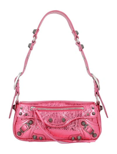 Balenciaga Le Cagole Metallized Xs Sling Bag In Metallic Pink