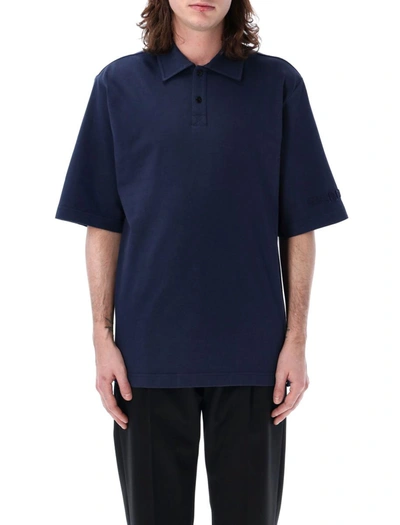 Marni Logo-patch Cotton Polo Shirt In Blumarine