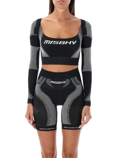 Misbhv Sport Long Sleeved Cropped Square Shaped Top In Black