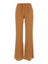 ANTONELLI BROWN LOOSE trousers WITH ELASTIC WAISTBAND IN SILK BLEND WOMAN
