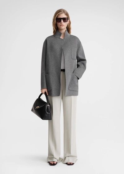 Totême Patch Pocket Doublé Jacket Pale Grey Melange In Gray