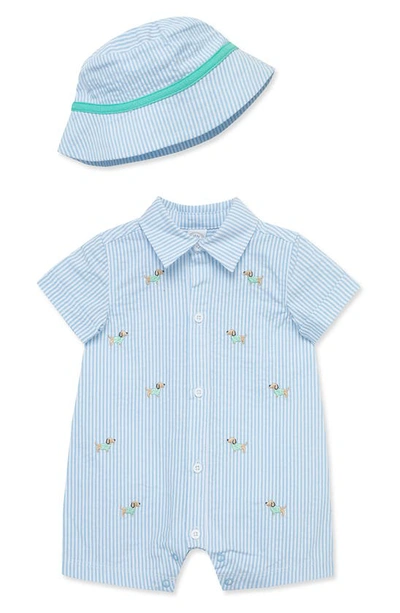 Little Me Boys' Puppies Romper & Hat - Baby In Blue