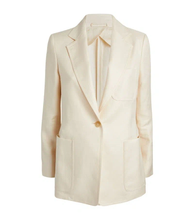 Max Mara Boemia Cotton-blend Single-breasted Blazer Jacket In Neutrals