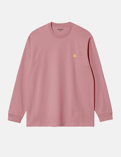 Carhartt -wip Long Sleeve Chase T-shirt (loose) In Pink