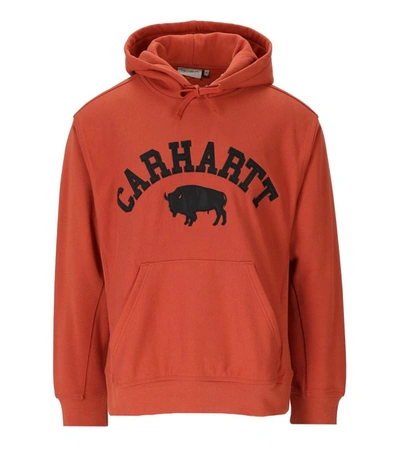 Carhartt Locker Logo-embroidered Hoodie In Orange