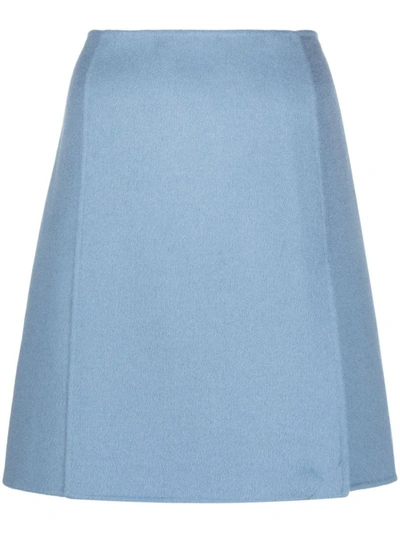 P.a.r.o.s.h High-waist Wool Skirt In Light Blue