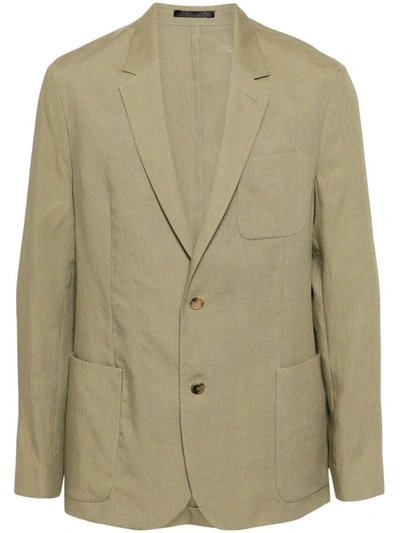Paul Smith Single-breasted Linen Blazer In Brown