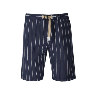 White Sand Kevin Blue Striped Bermuda Shorts