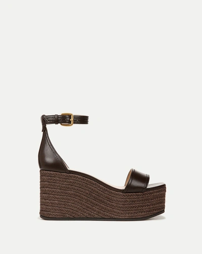 Veronica Beard Women's Gianna Leather Platform Wedge Espadrille Sandals In Cacao