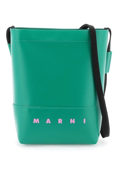 Marni Coated Canvas Crossbody Bag In Sea Green (green)
