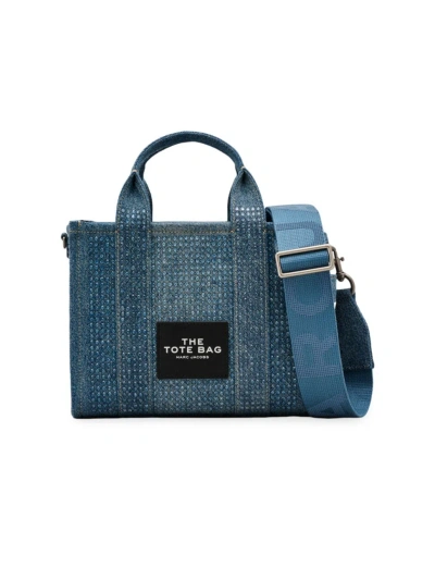 Marc Jacobs The Crystal Denim Small Tote Bag In Denim Crystal