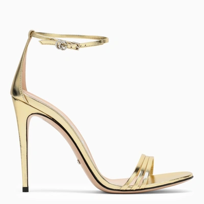 Gucci 85mm Ilse Metallic Leather Sandals In Silver