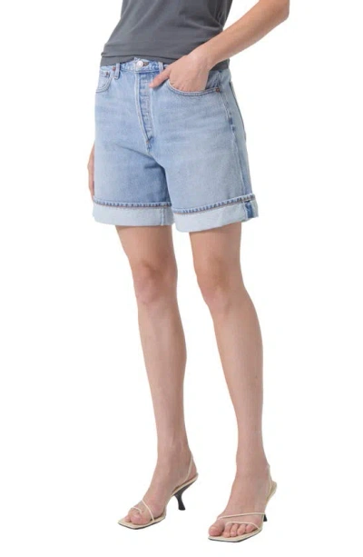 Agolde Dame High-rise Denim Shorts In Light Wash