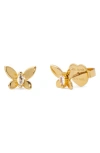 Kate Spade New York Social Butterfly Mini Stud Earrings In Clear Gold