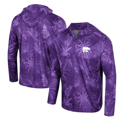 Colosseum Men's Purple Clemson Tigers Palms Printed Lightweight Quarter-zip Hooded Top
