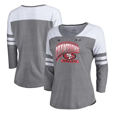 Fanatics Branded  Heather Gray San Francisco 49ers 2023 Nfc Champions Hail Mary Tri-blend 3/4-sleeve