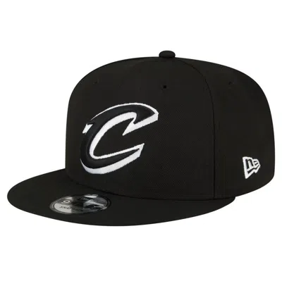 New Era Men's  Cleveland Cavaliers Black And White 9fifty Snapback Hat In Black/white