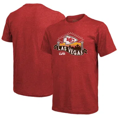Majestic Men's  Threads Red Kansas City Chiefs Super Bowl Lviii Tri-blend T-shirt