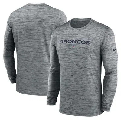 Nike Men's Dri-fit Sideline Velocity (nfl Denver Broncos) Long-sleeve T-shirt In Grey