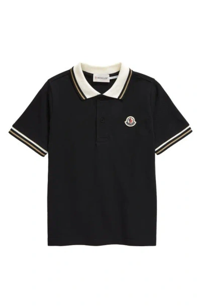Moncler Kids' Boy's Cotton Piqué Short-sleeve Polo Shirt In Black