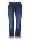 7 For All Mankind Slim Crop Cut Illusion Jeans In Blue