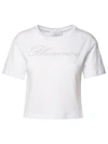 BLUMARINE BLUMARINE WHITE COTTON CROP T-SHIRT