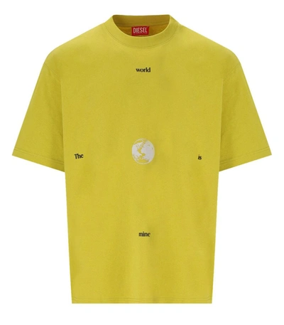 Diesel T-wash-l9 Yellow T-shirt In Giallo