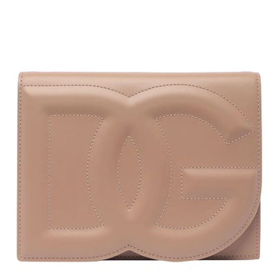 Dolce & Gabbana 'dg Logo Bag' Beige Crossbody Bag In Leather Woman