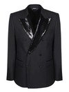 Dolce & Gabbana Sequin-lapel Double-breasted Blazer In Black