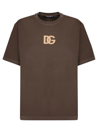 Dolce & Gabbana Logo Print T-shirt Brown